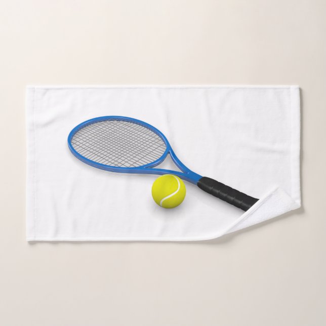 Tennis 3D raquette et balle bleues (Serviette à main)