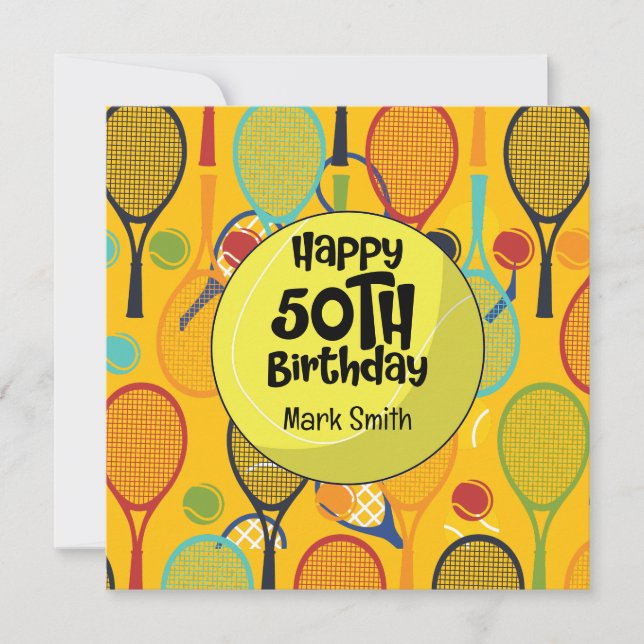 Tennis 50e anniversaire avec nom sur Racket Thème (Devant)