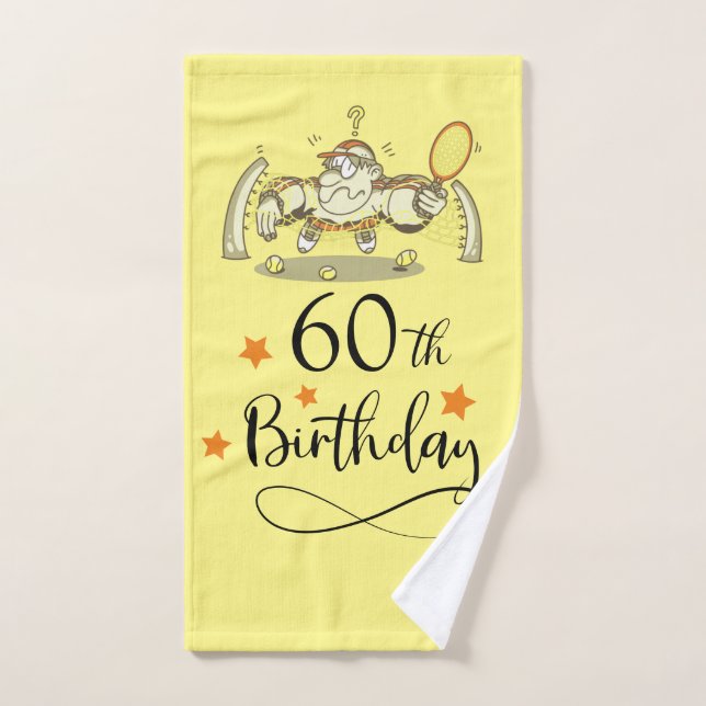 Tennis 60e anniversaire drôles cadeaux pour joueur (Serviette à main)