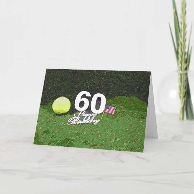 Tennis 60e carte anniversaire avec drapeau d'Améri (Devant)