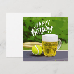 Tennis Anniversaire avec bière et raquette à balle