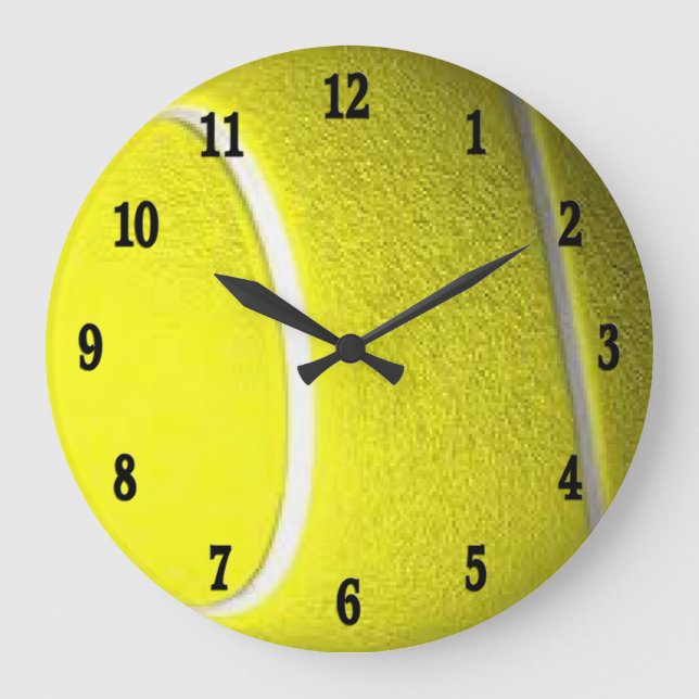 Tennis Ball Black Numéros Sport Wall Horloge (Recto)