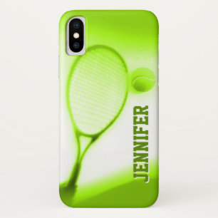 Tennis ball et raquette sport coque iphone vert