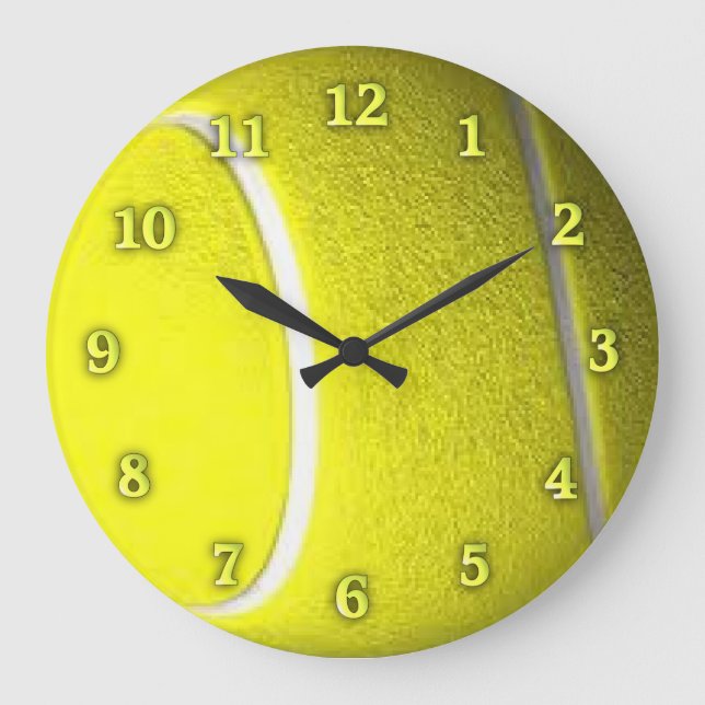 Tennis Ball Sport Horloge murale Jaune Nombre (Recto)