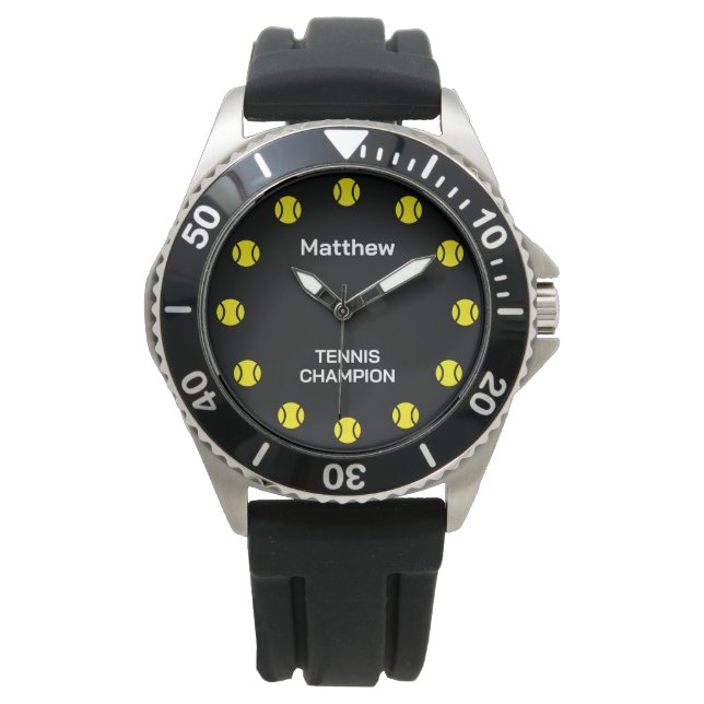 Tennis ball sport montre cadeau avec nom personnal (devant)