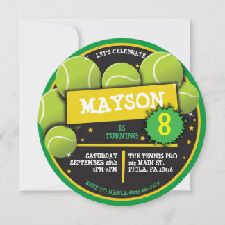TENNIS BALLS VERT Anniversaire Fête Invitation