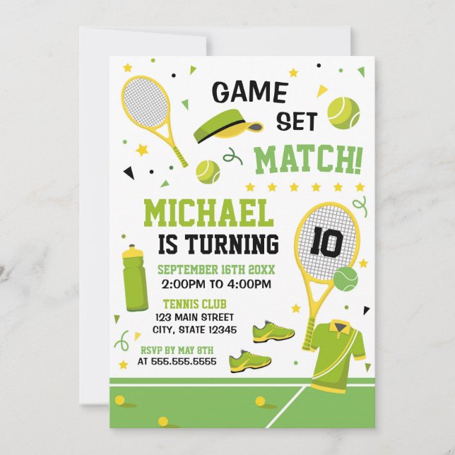 TENNIS Birthday Invitation (Devant)