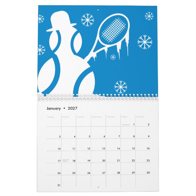 Tennis Calendrier cadeau avec des illustrations co (Jan 2027)