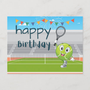Tennis Carte Anniversaire avec raquette et balle s