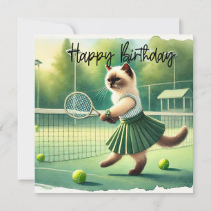 Tennis chat maman avec mot Joyeux anniversaire