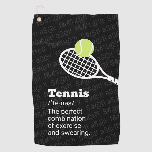 Tennis Définition Jouer Drôle Clip-On Serviette (Devant)