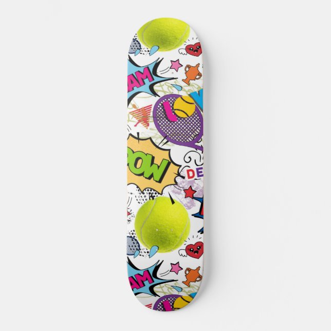 😍 🤩 tennis Eclectique 🎾 motif Skateboard (Recto)