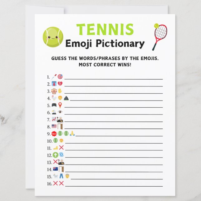 Tennis Emoji Pictionary Jeu (Devant)