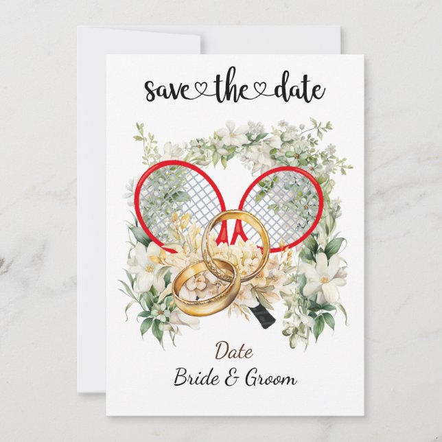 Tennis Enregistrer la date Mariage Fête Invitation (Devant)