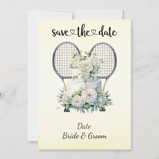 Tennis Enregistrer la date Mariage Fête Invitation (Devant)