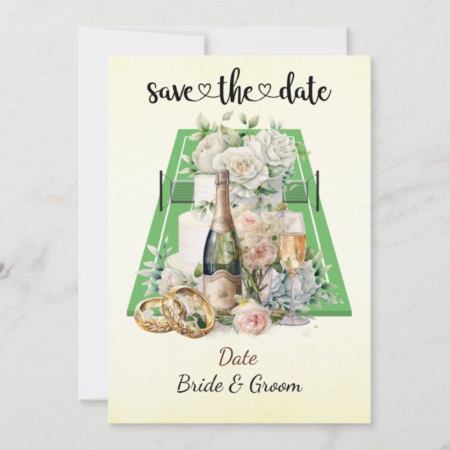 Tennis Enregistrer la date Mariage Fête Invitation (Devant)