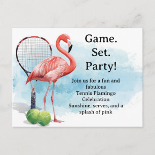 Tennis Flamant rose avec raquette et invitation ba