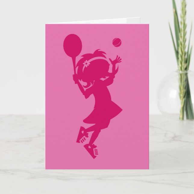 Tennis Girl Silhouette Carte Anniversaire (Devant)
