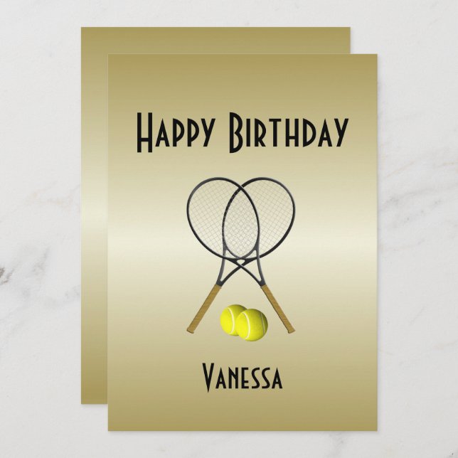Tennis Invitation de fête d'anniversaire avec RSVP (Devant / Derrière)