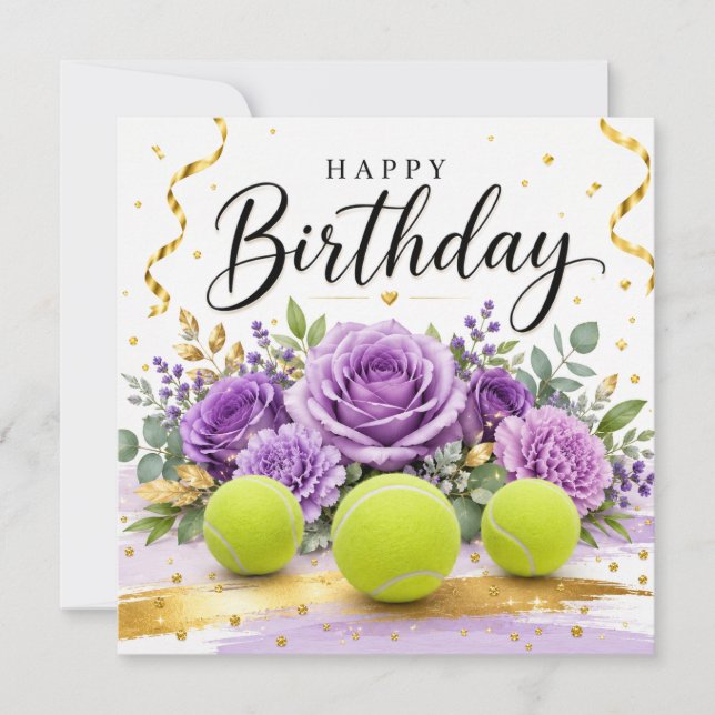 Tennis Joyeux Anniversaire avec des fleurs (Devant)