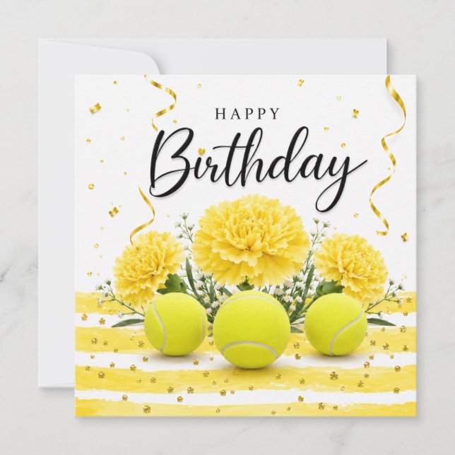 Tennis Joyeux Anniversaire avec des fleurs (Devant)
