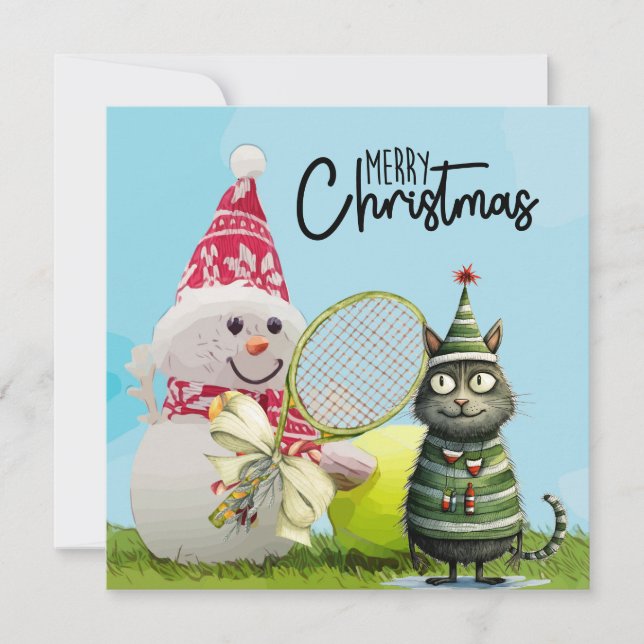 Tennis Noël avec Snowman et Tennis ball Card (Devant)