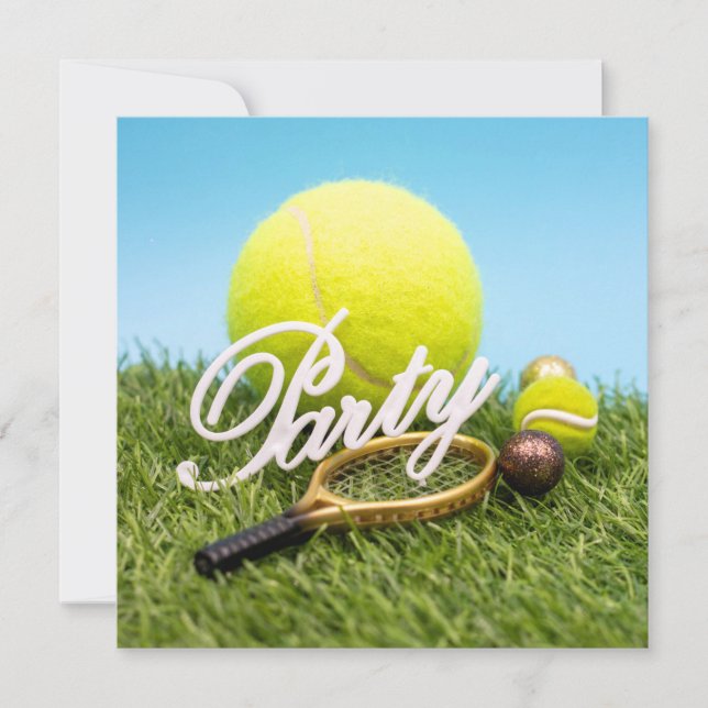 Tennis Party invitation raquette et balle de tenni (Devant)