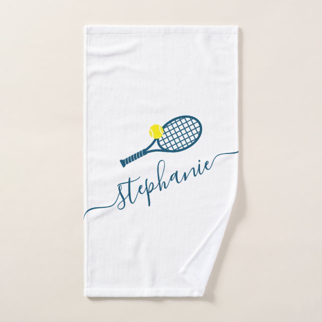 Tennis Personalized Name Script Monogram Blue (Serviette à main)