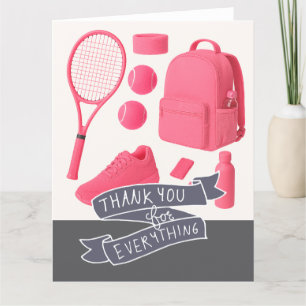 Tennis Pink à thème plié Carte de remerciements