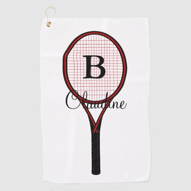 Tennis Racket Design Golf Serviette (Devant)