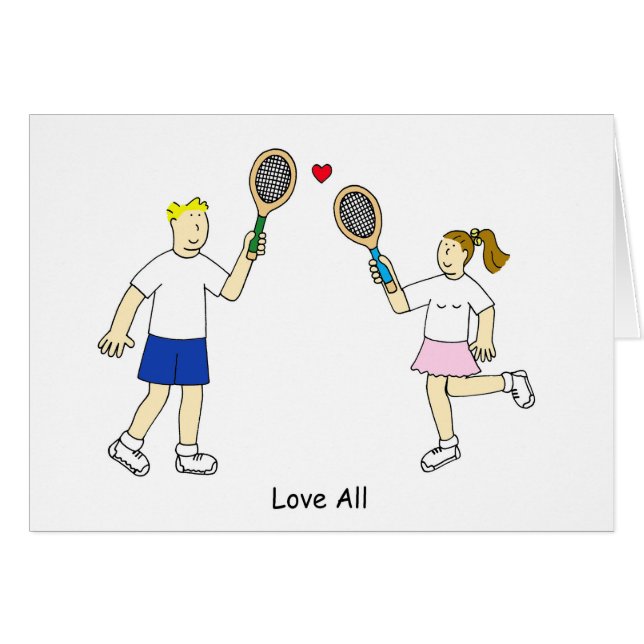 Tennis Romance Love All Cartoon Couple (Devant horizontal)