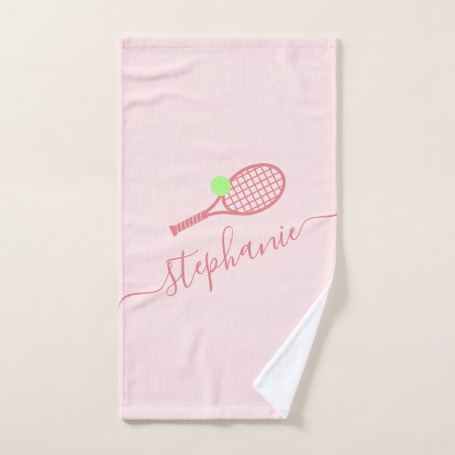 Tennis rose personnalisé Nom du script Serviette à (Serviette à main)