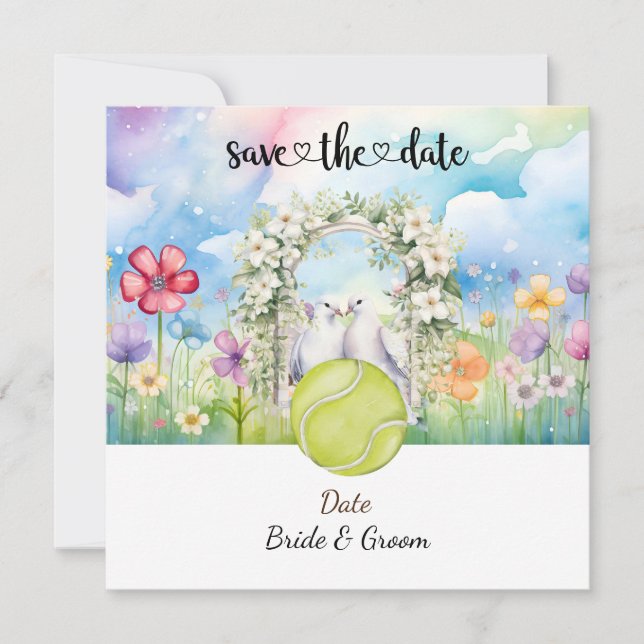 Tennis Save the date Invitation de mariage Party (Devant)