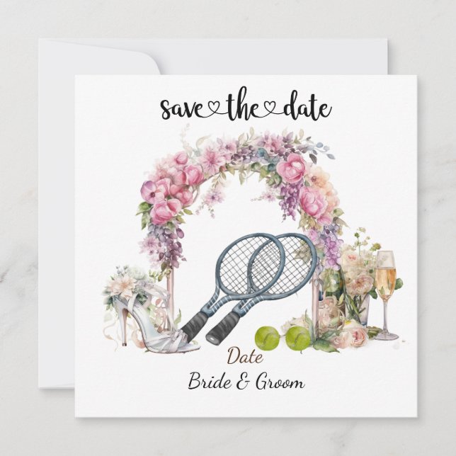 Tennis Save the date Invitation de mariage Party (Devant)