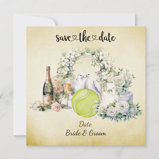 Tennis Save the date Invitation de mariage Party (Devant)