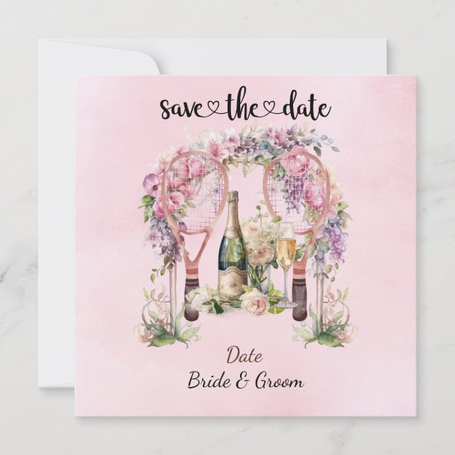 Tennis Save the date Invitation de mariage Party (Devant)