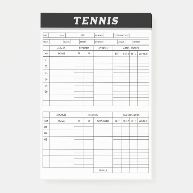 Tennis Score Sheets -Notes de post-it du Pad de no (Devant)