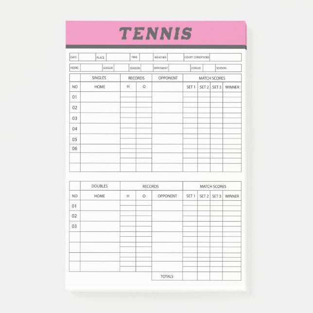 Tennis Score Sheets -Notes de post-it du Pad de no (Devant)
