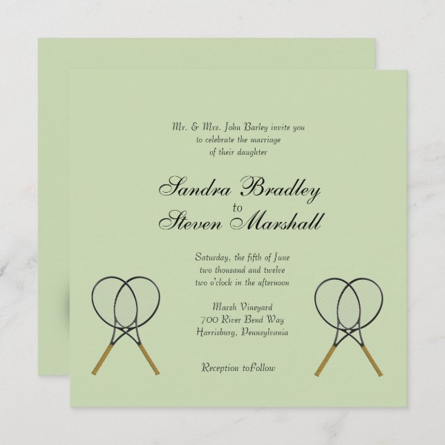 Tennis Sport Thème Mariage Invitations (Devant / Derrière)