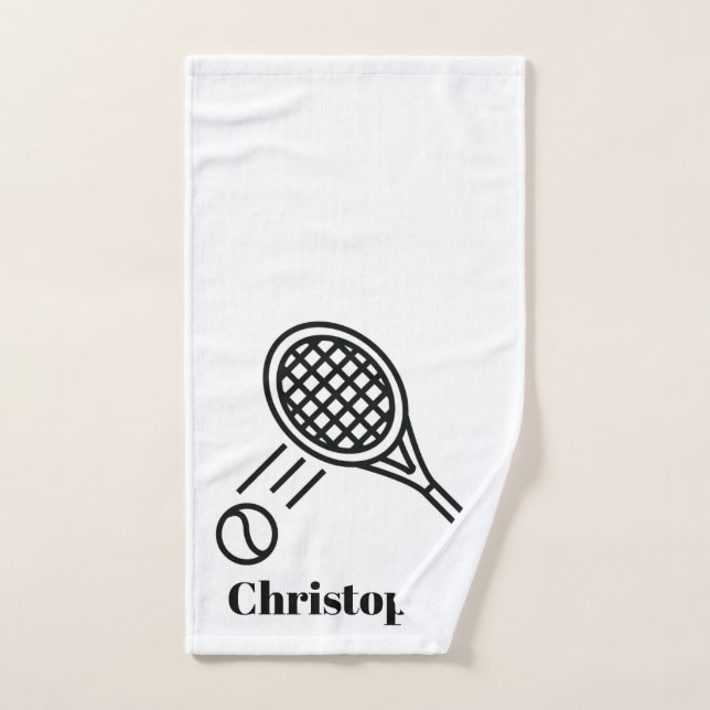 Tennis Thème Sport Nom Monogramme (Serviette à main)