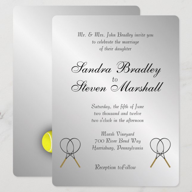 Tennis Thème Sports Mariage Invitations (Devant / Derrière)