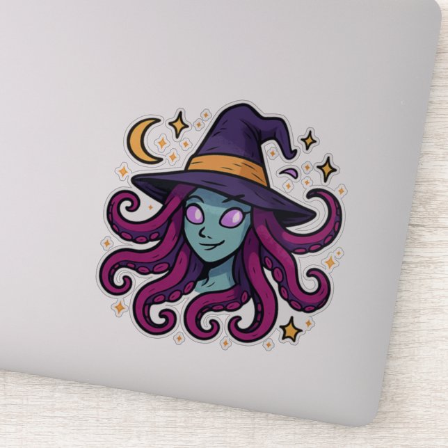 Tentacle Hair Witch Halloween Sticker (Détail)