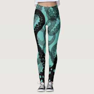 Tentacles de mer estampillé vert Leggings