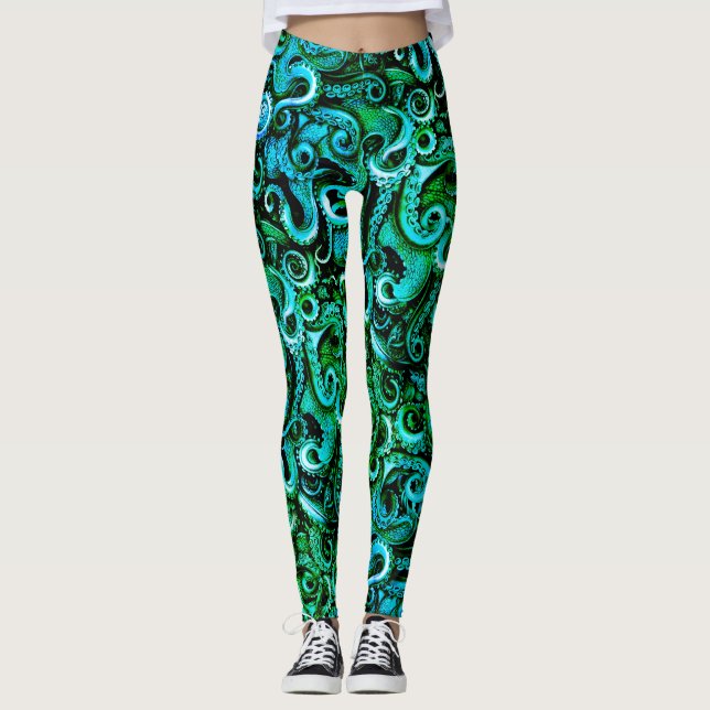 Tentacles de pieuvre vert Leggings Sea Steampunk (Devant)