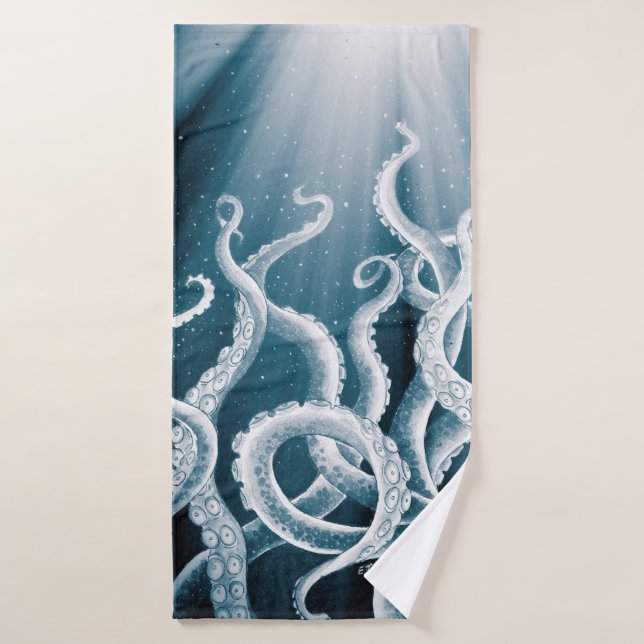 Tentacles Galaxy Blue Moon Rays (Serviette de bain)