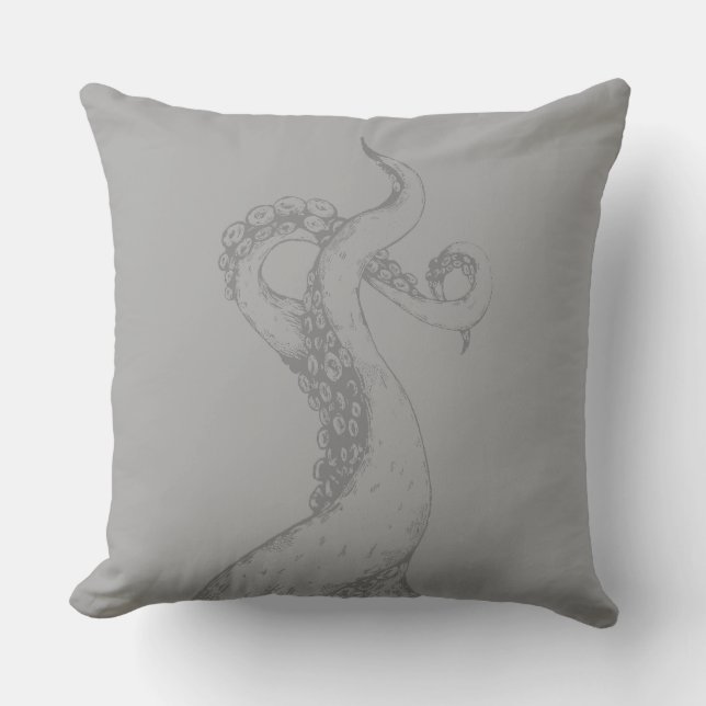 tentacules de pieuvre gris sur coussin gris (Recto)
