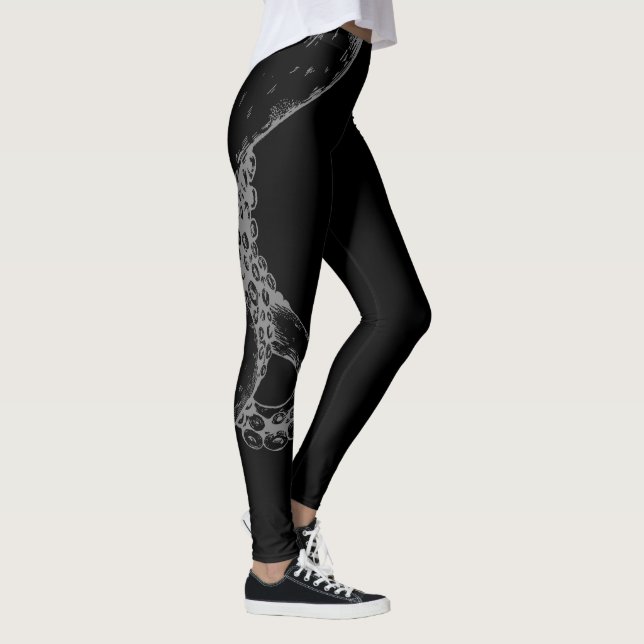 tentacules de pieuvre grises sur leggings noirs (Droite)