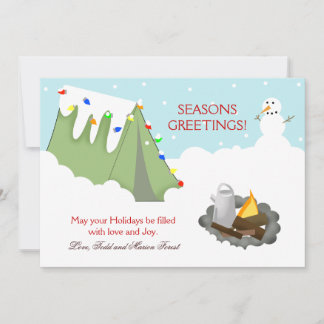 Tente Camping Neige Carte de Noël