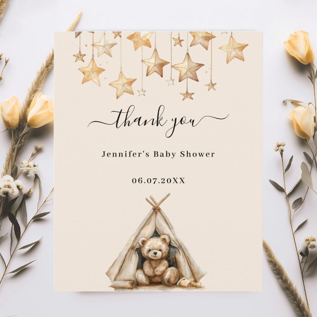Tente ours en tôle baby shower beige carte de reme (Créateur téléchargé)