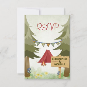 Tentes de camping Campfire Woodland Wedding Carte
